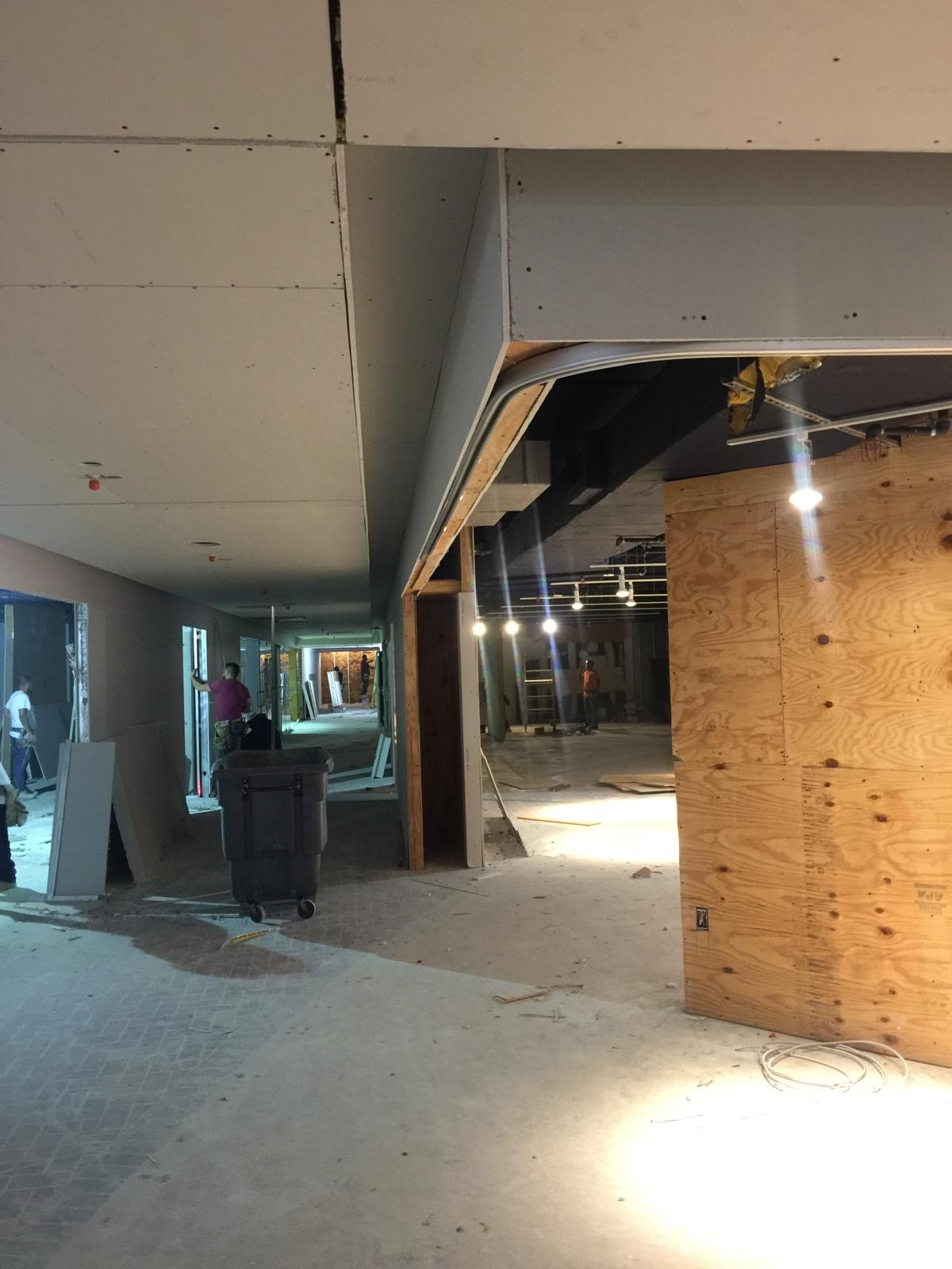 Commercial interior drywall in progress